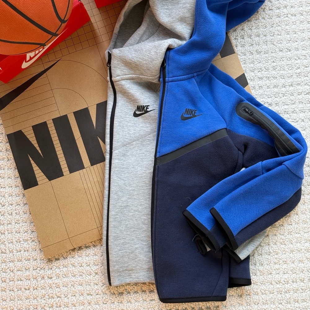 Bundle: Kids Nike Tech Blue Zip-Up Hoodies - Grey & Royal/Navy